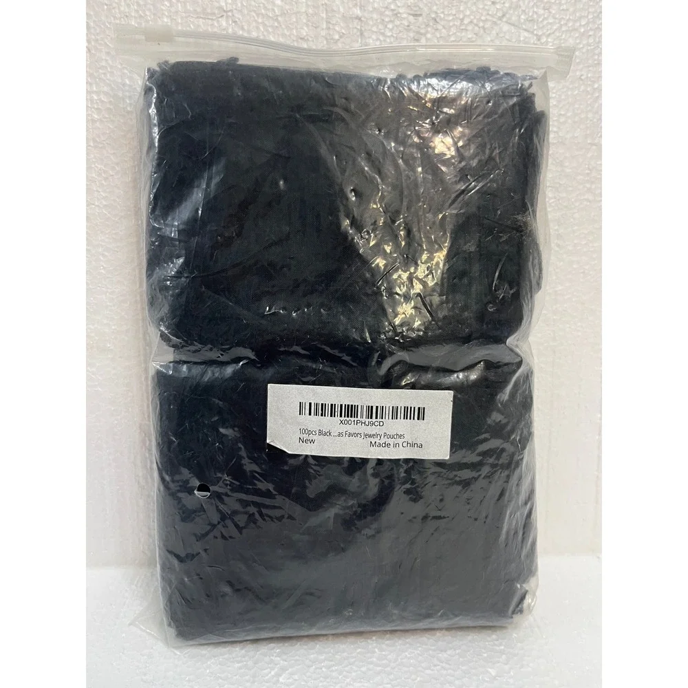100pcs‎ Black Organza Drawstring Jewelry Pouches Wedding Party Favor Bags Bulk